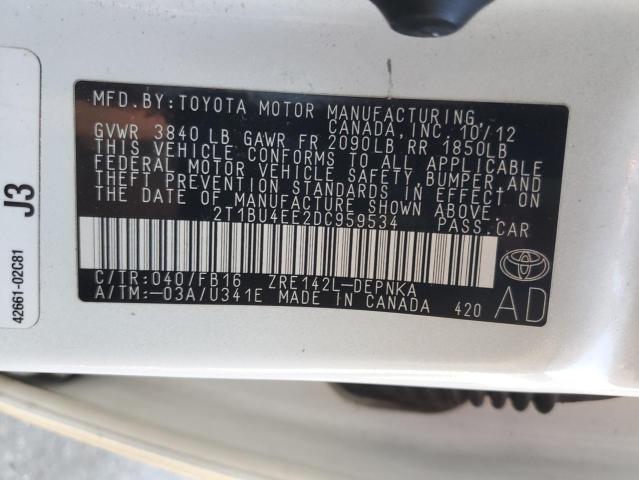 Photo 11 VIN: 2T1BU4EE2DC959534 - TOYOTA COROLLA BA 