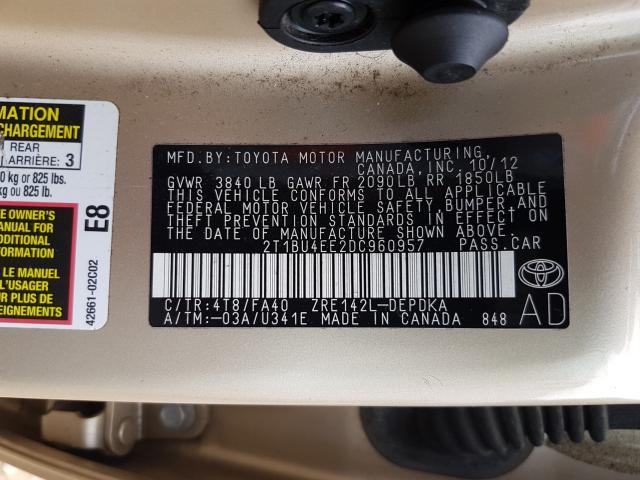 Photo 9 VIN: 2T1BU4EE2DC960957 - TOYOTA COROLLA BA 