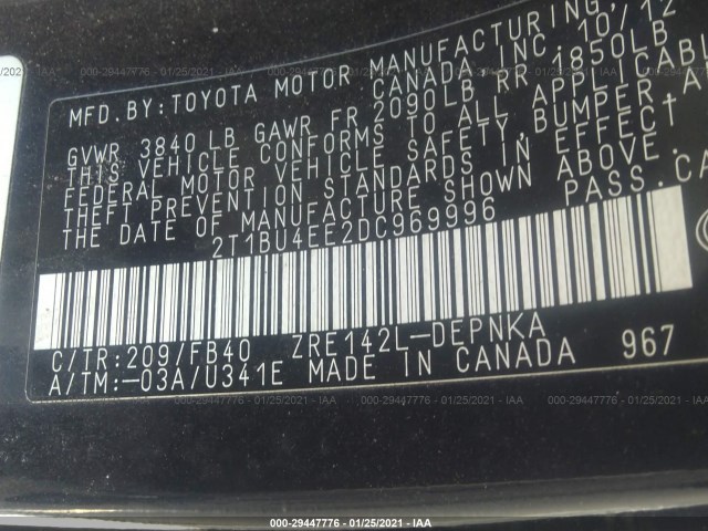 Photo 8 VIN: 2T1BU4EE2DC969996 - TOYOTA COROLLA 