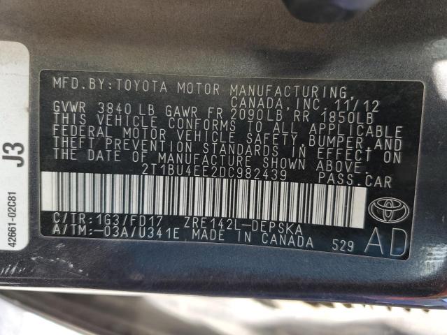 Photo 11 VIN: 2T1BU4EE2DC982439 - TOYOTA COROLLA 