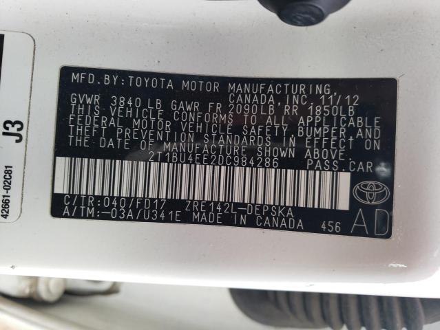 Photo 11 VIN: 2T1BU4EE2DC984286 - TOYOTA COROLLA 