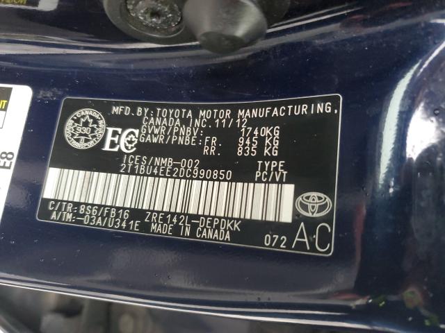 Photo 9 VIN: 2T1BU4EE2DC990850 - TOYOTA COROLLA BA 