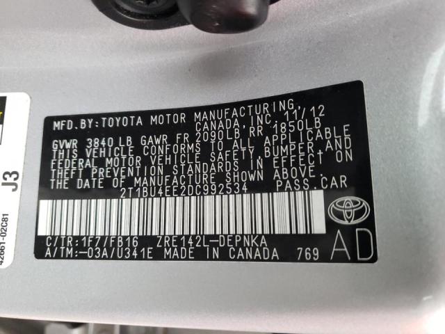 Photo 11 VIN: 2T1BU4EE2DC992534 - TOYOTA COROLLA BA 