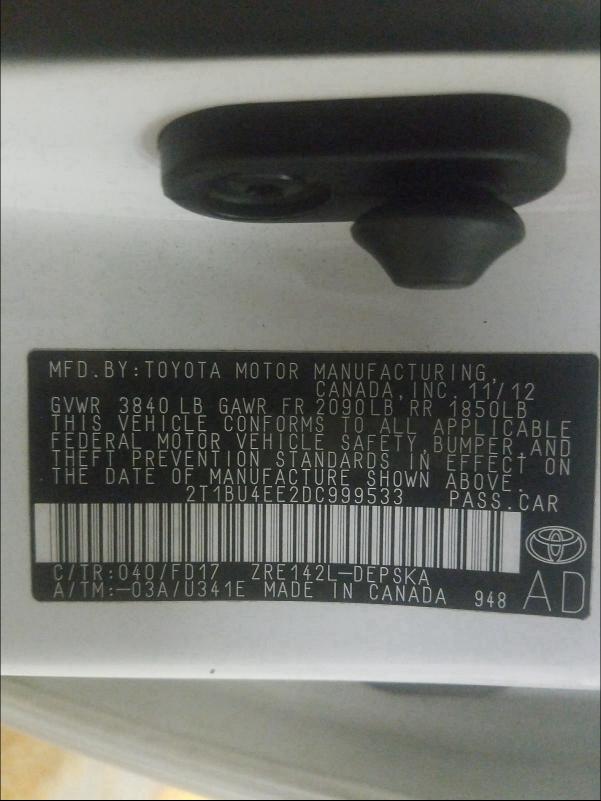 Photo 9 VIN: 2T1BU4EE2DC999533 - TOYOTA COROLLA BA 