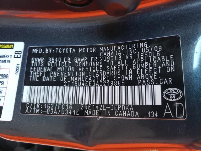 Photo 9 VIN: 2T1BU4EE3AC218885 - TOYOTA COROLLA BA 