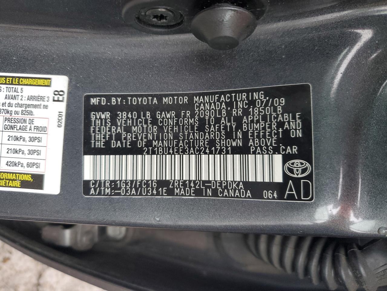 Photo 11 VIN: 2T1BU4EE3AC241731 - TOYOTA COROLLA 