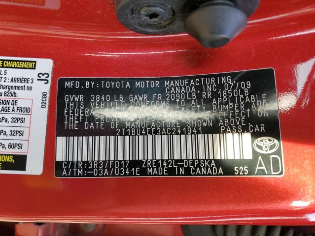 Photo 9 VIN: 2T1BU4EE3AC241941 - TOYOTA CAROLLA 