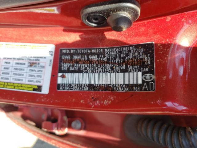 Photo 9 VIN: 2T1BU4EE3AC243074 - TOYOTA COROLLA BA 