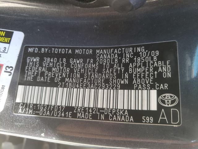 Photo 9 VIN: 2T1BU4EE3AC293229 - TOYOTA COROLLA BA 