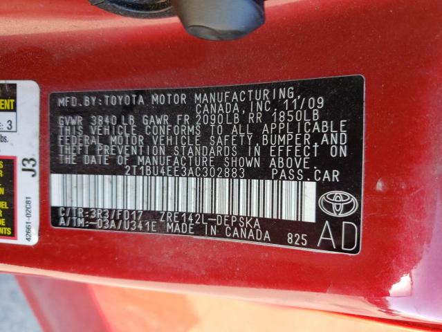 Photo 9 VIN: 2T1BU4EE3AC302883 - TOYOTA COROLLA BA 