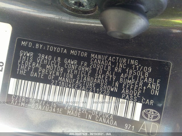 Photo 8 VIN: 2T1BU4EE3AC311230 - TOYOTA COROLLA 