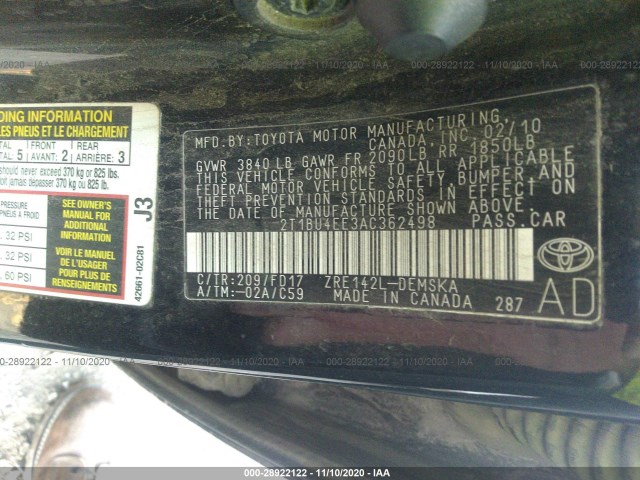 Photo 8 VIN: 2T1BU4EE3AC362498 - TOYOTA COROLLA 