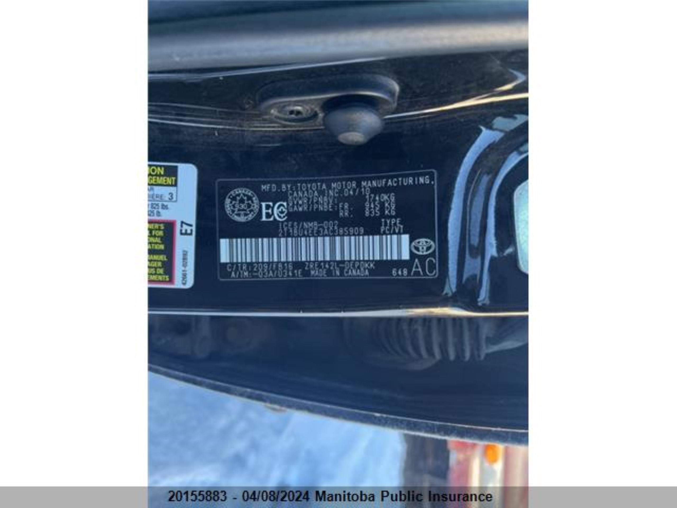 Photo 8 VIN: 2T1BU4EE3AC385909 - TOYOTA COROLLA 