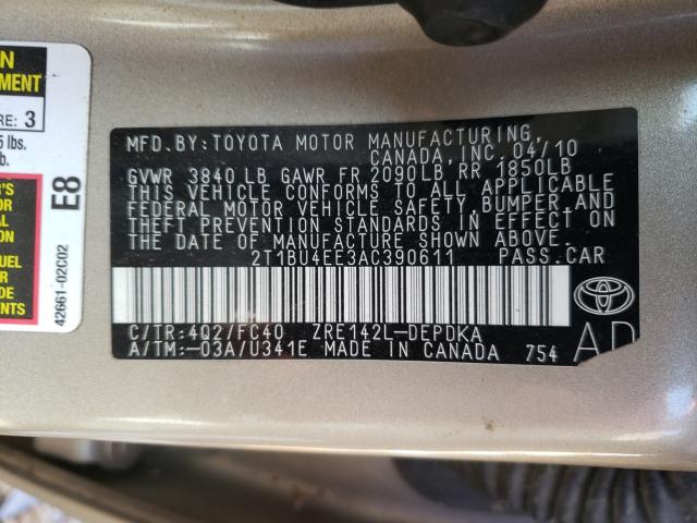 Photo 9 VIN: 2T1BU4EE3AC390611 - TOYOTA COROLLA LE 