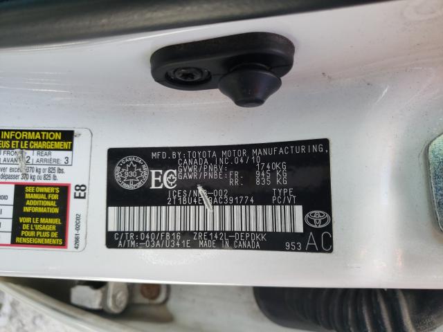 Photo 9 VIN: 2T1BU4EE3AC391774 - TOYOTA COROLLA BA 