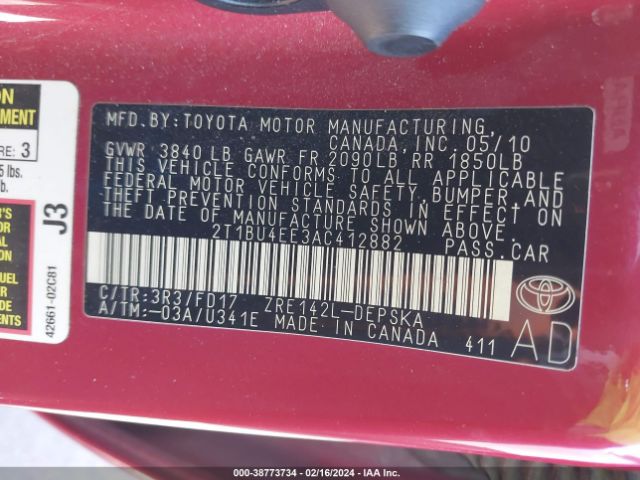 Photo 8 VIN: 2T1BU4EE3AC412882 - HYUNDAI SONATA 