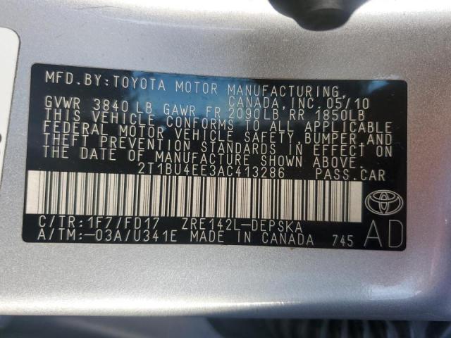 Photo 11 VIN: 2T1BU4EE3AC413286 - TOYOTA COROLLA BA 