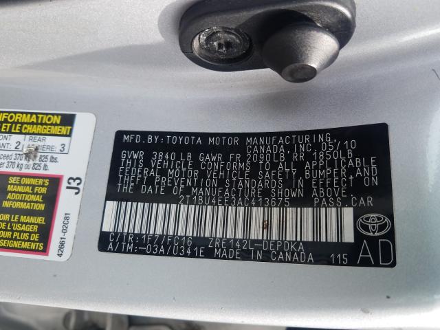 Photo 9 VIN: 2T1BU4EE3AC413675 - TOYOTA COROLLA BA 