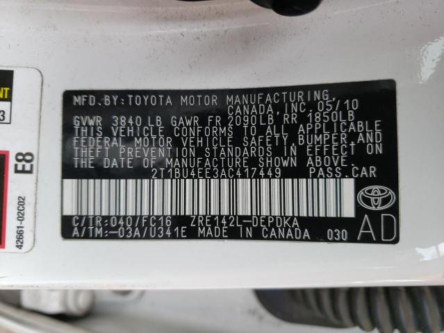 Photo 11 VIN: 2T1BU4EE3AC417449 - TOYOTA COROLLA BA 