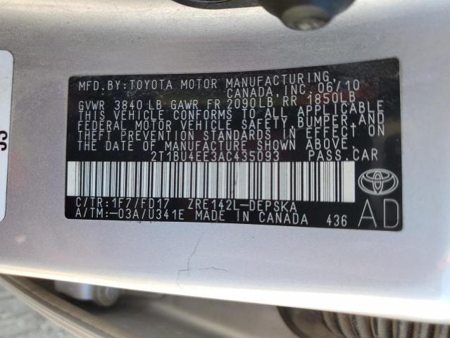 Photo 11 VIN: 2T1BU4EE3AC435093 - TOYOTA COROLLA BA 