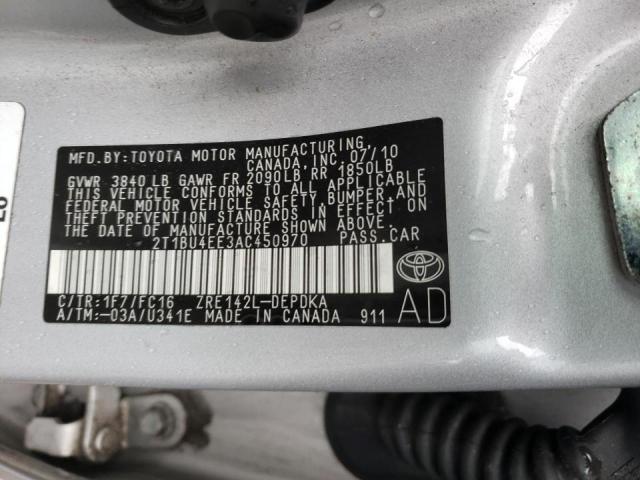 Photo 9 VIN: 2T1BU4EE3AC450970 - TOYOTA COROLLA BA 