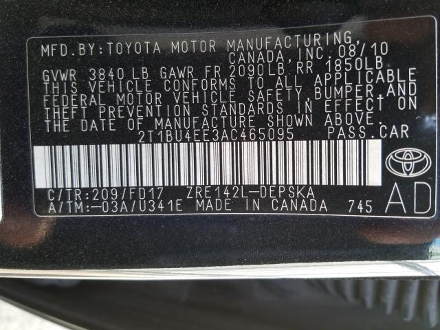 Photo 9 VIN: 2T1BU4EE3AC465095 - TOYOTA COROLLA BA 