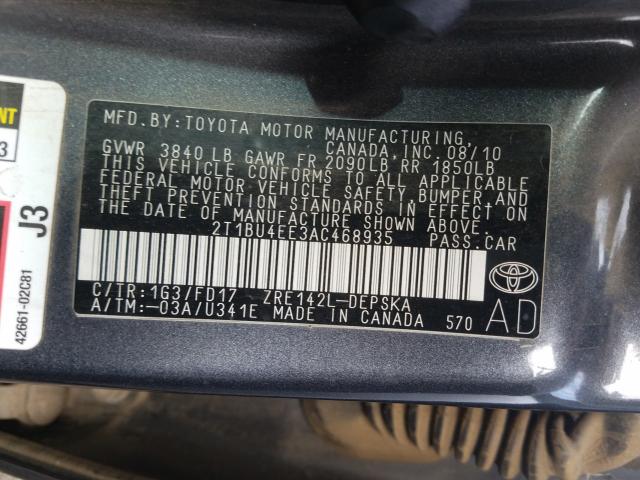 Photo 9 VIN: 2T1BU4EE3AC468935 - TOYOTA COROLLA BA 