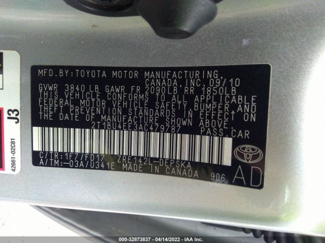 Photo 8 VIN: 2T1BU4EE3AC479787 - TOYOTA COROLLA 