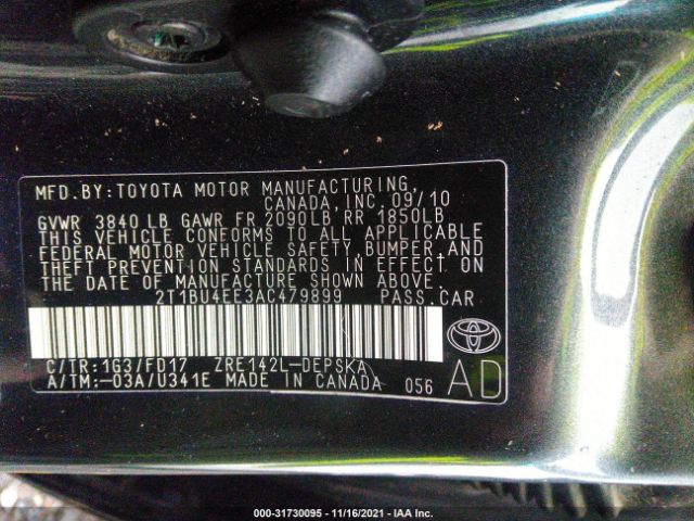 Photo 8 VIN: 2T1BU4EE3AC479899 - TOYOTA COROLLA 