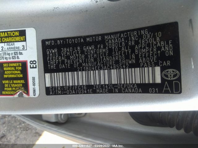 Photo 8 VIN: 2T1BU4EE3AC485542 - TOYOTA COROLLA 