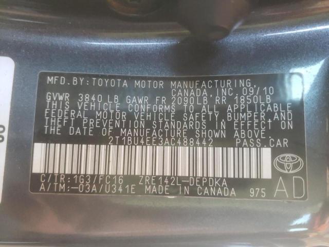 Photo 9 VIN: 2T1BU4EE3AC488442 - TOYOTA COROLLA BA 