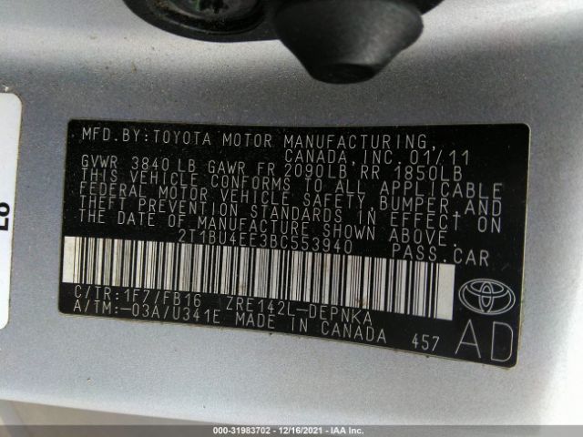 Photo 8 VIN: 2T1BU4EE3BC553940 - TOYOTA COROLLA 