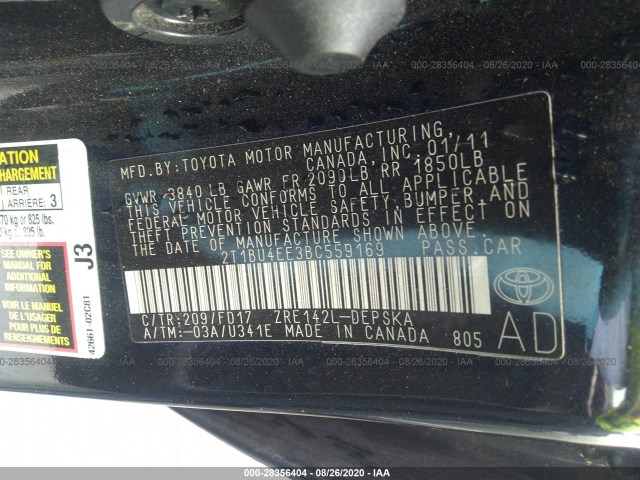 Photo 8 VIN: 2T1BU4EE3BC559169 - TOYOTA COROLLA 