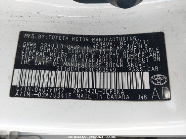 Photo 8 VIN: 2T1BU4EE3BC590549 - TOYOTA COROLLA 