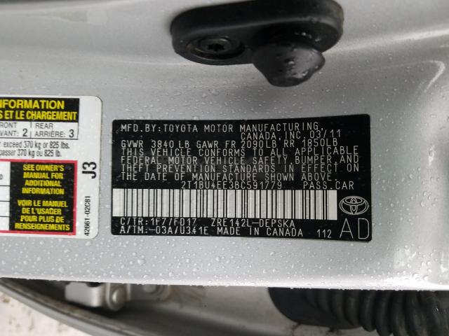 Photo 9 VIN: 2T1BU4EE3BC591779 - TOYOTA COROLLA BA 