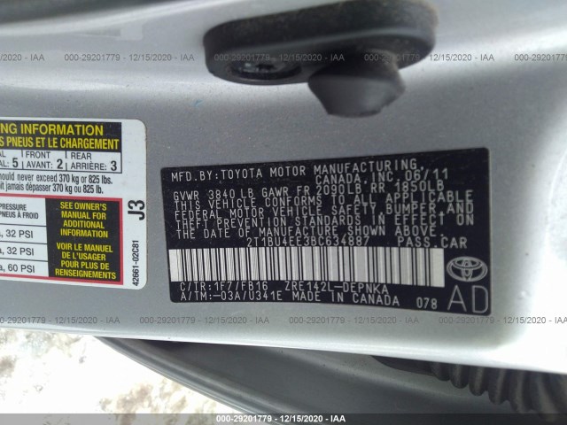 Photo 8 VIN: 2T1BU4EE3BC634887 - TOYOTA COROLLA 