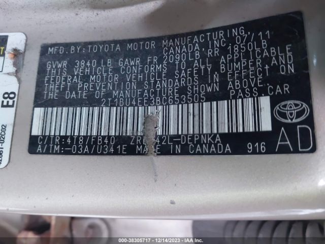 Photo 8 VIN: 2T1BU4EE3BC653505 - TOYOTA COROLLA 