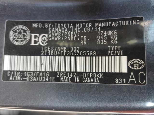 Photo 12 VIN: 2T1BU4EE3BC705599 - TOYOTA COROLLA BA 