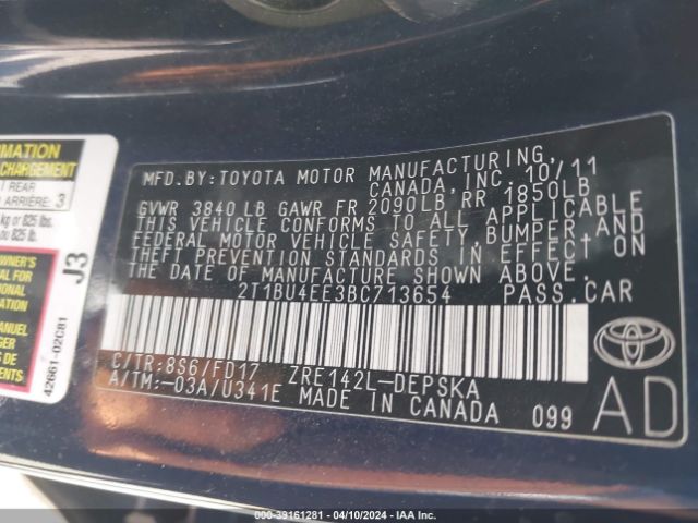 Photo 8 VIN: 2T1BU4EE3BC713654 - TOYOTA COROLLA 