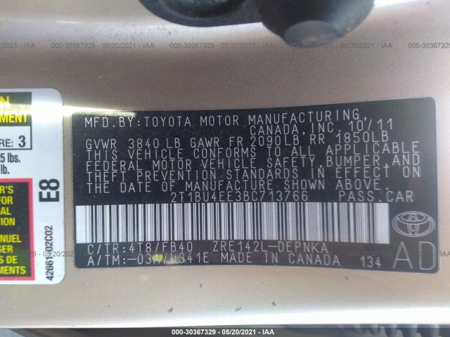 Photo 8 VIN: 2T1BU4EE3BC713766 - TOYOTA COROLLA 