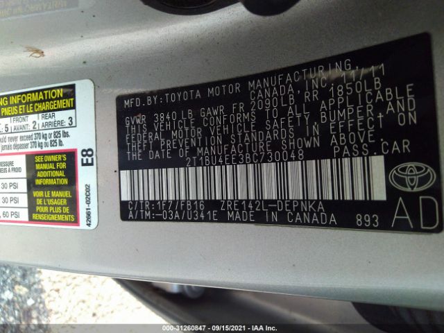 Photo 8 VIN: 2T1BU4EE3BC730048 - TOYOTA COROLLA 