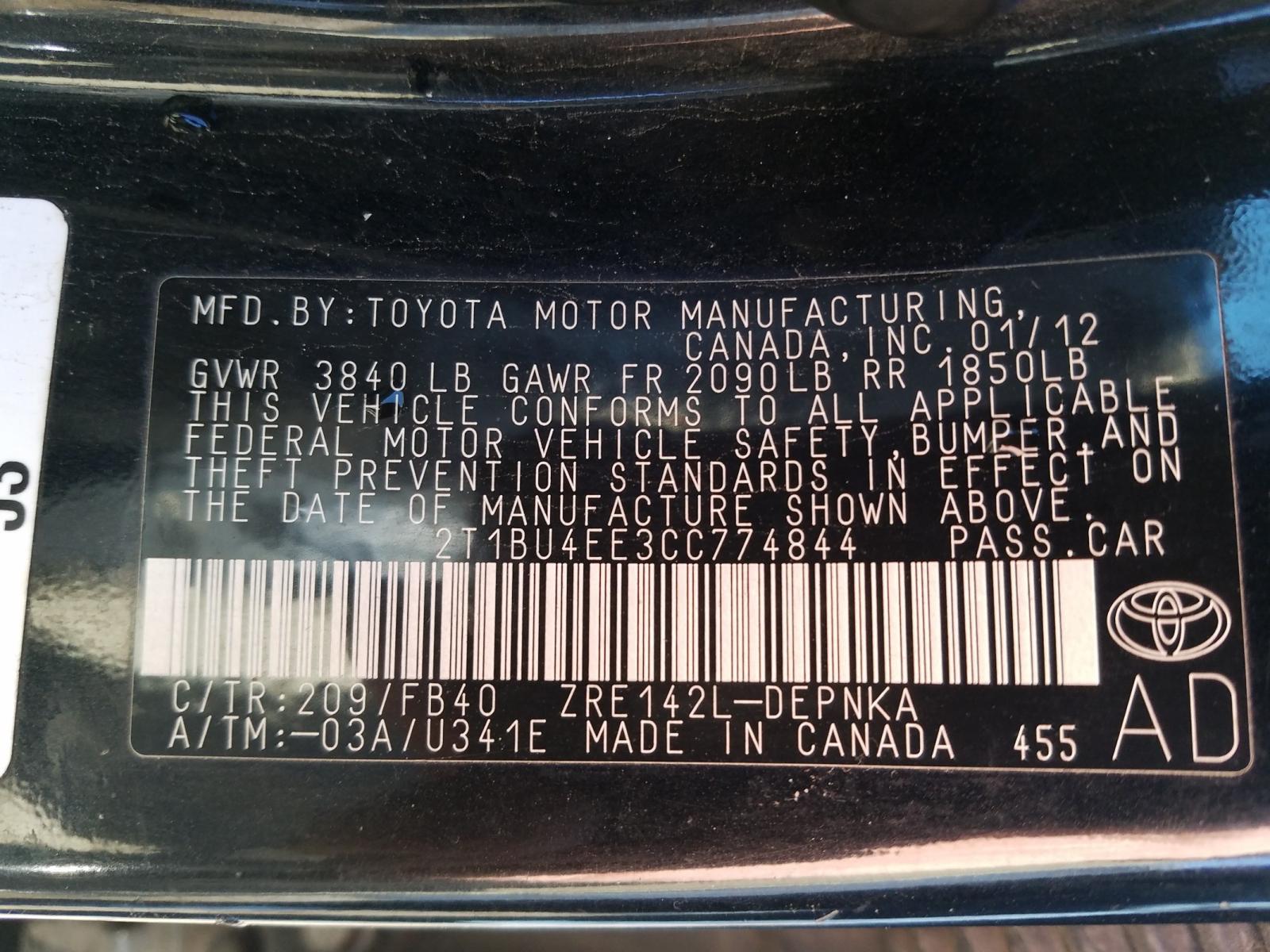 Photo 9 VIN: 2T1BU4EE3CC774844 - TOYOTA COROLLA BA 