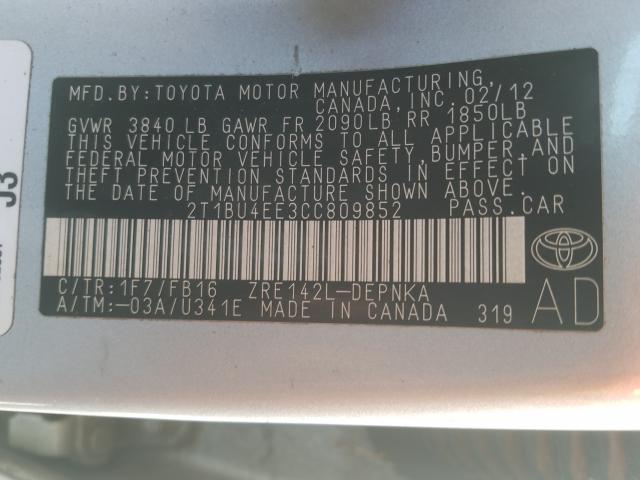 Photo 9 VIN: 2T1BU4EE3CC809852 - TOYOTA COROLLA BA 