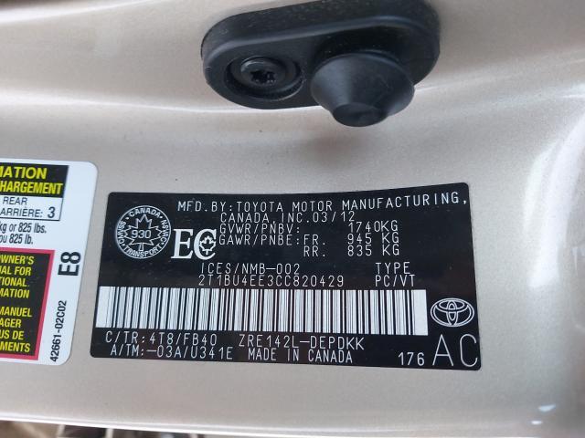 Photo 8 VIN: 2T1BU4EE3CC820429 - TOYOTA COROLLA BA 