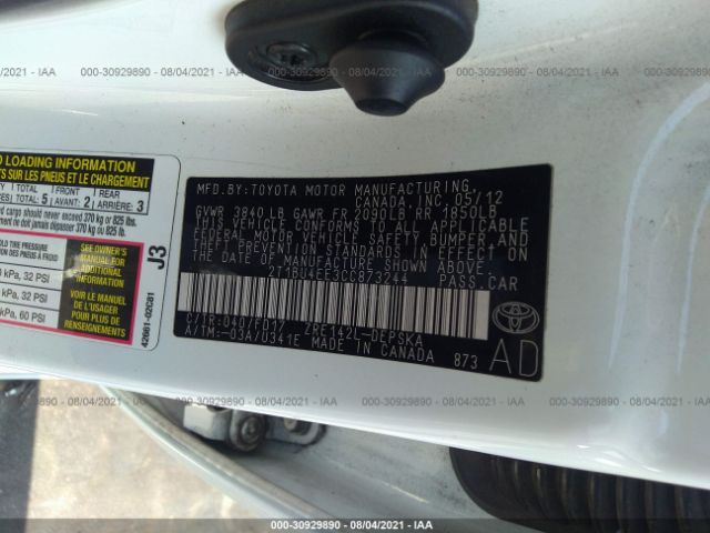 Photo 8 VIN: 2T1BU4EE3CC873244 - TOYOTA COROLLA 