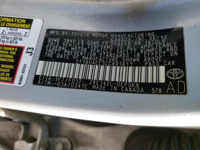 Photo 11 VIN: 2T1BU4EE3CC891811 - TOYOTA COROLLA BA 