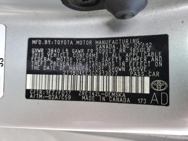 Photo 12 VIN: 2T1BU4EE3CC913077 - TOYOTA COROLLA BA 