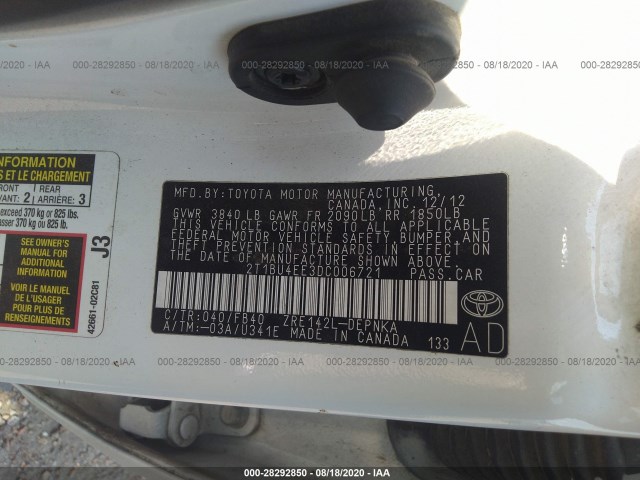 Photo 8 VIN: 2T1BU4EE3DC006721 - TOYOTA COROLLA 