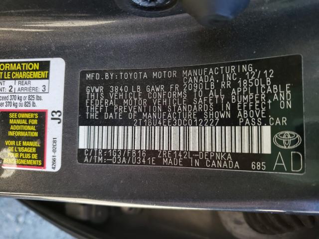 Photo 9 VIN: 2T1BU4EE3DC012227 - TOYOTA COROLLA BA 