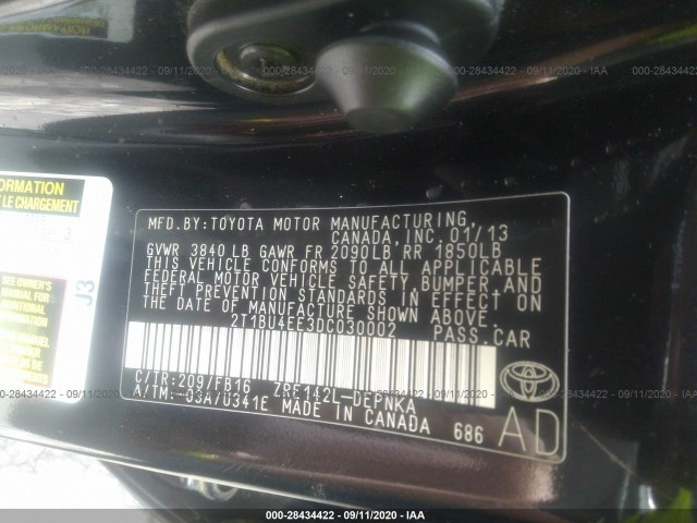 Photo 8 VIN: 2T1BU4EE3DC030002 - TOYOTA COROLLA 